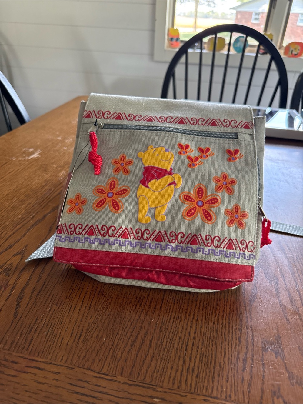 Disney Winnie The Pooh Canvas Small Backpack Orange/Beige 11x11 NWT.